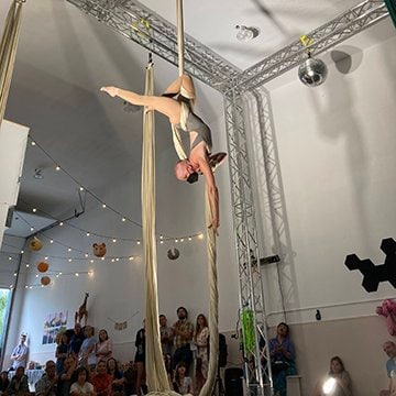 Amy Thompson performs an aerial routine